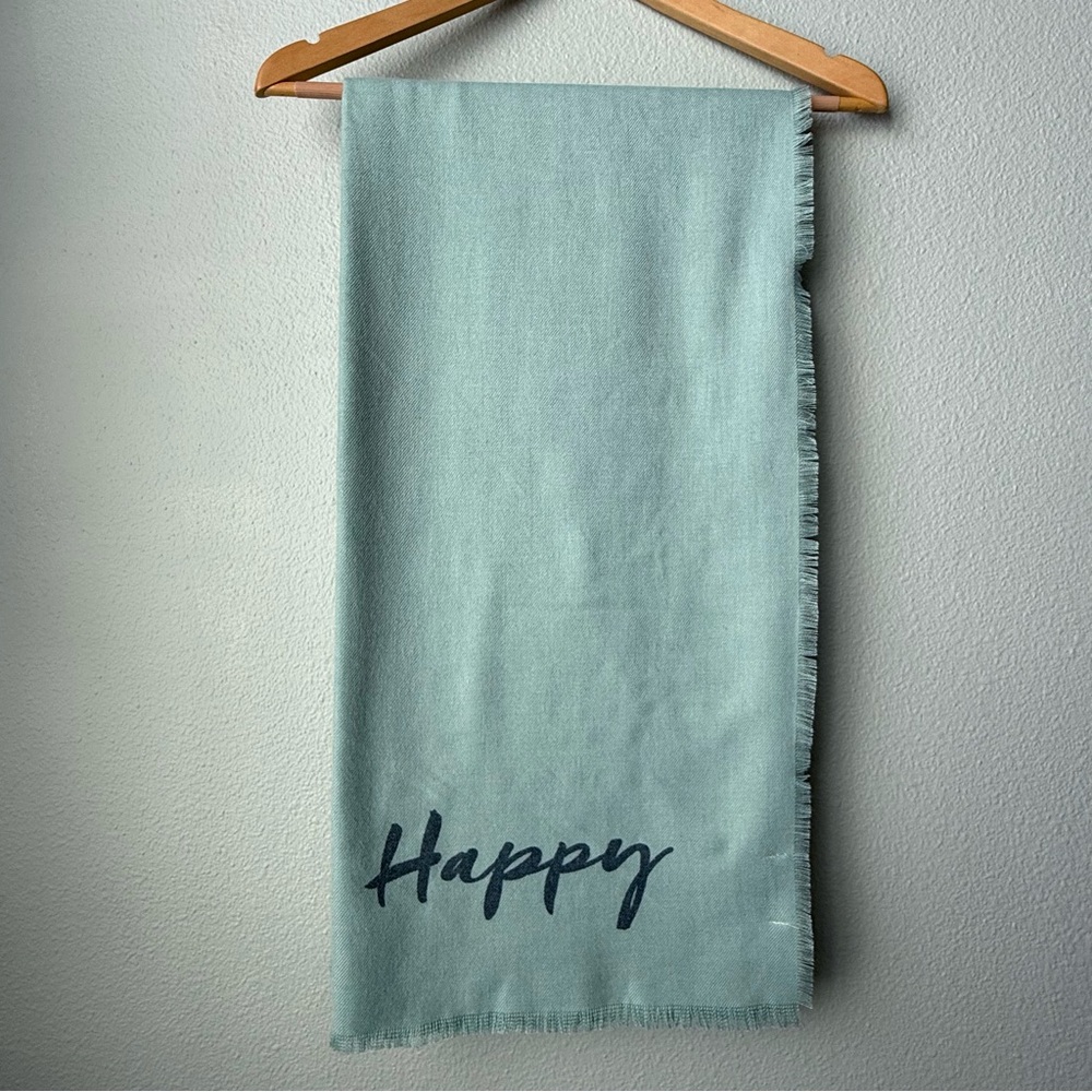 “Happy” Scarf by Collectioneighteen-Light Blue/Green Color 50” x 50” Like New!